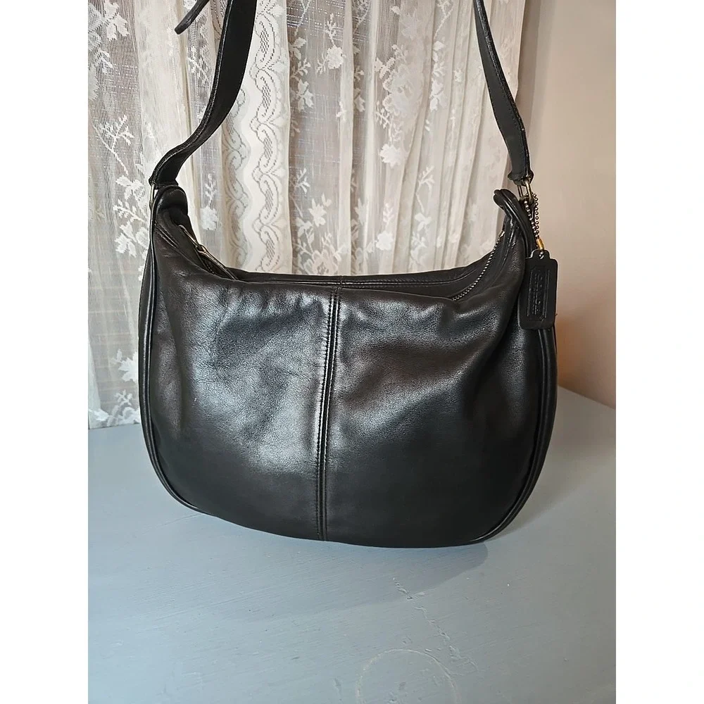 Vintage Coach Black Crossbody Pre94 4017 Light Hobo Leather Bag Large Zip (s2)